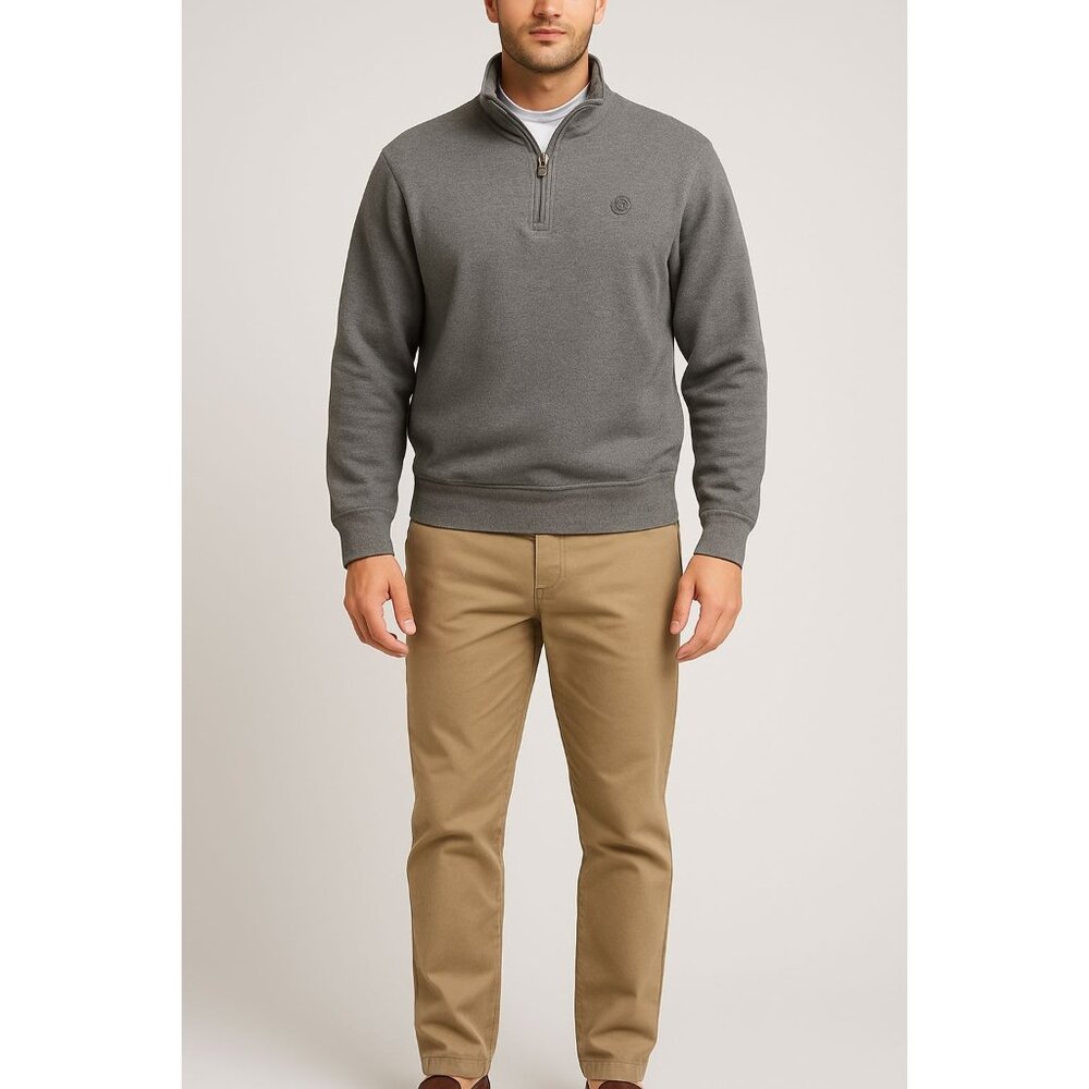 Izod Men’s Quarter Zip Sweatshirt L  Gray Pullover Casual Preppy Logo Gorpcore